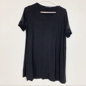Brandy Melville Black Top with Sheer Arm Detail